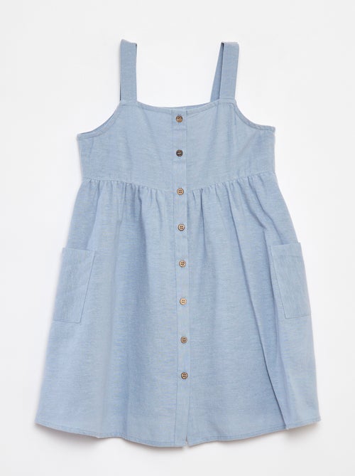 Vestido de mezcla de lino con cierre de botones - Kiabi