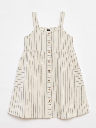 Vestido de mezcla de lino con cierre de botones