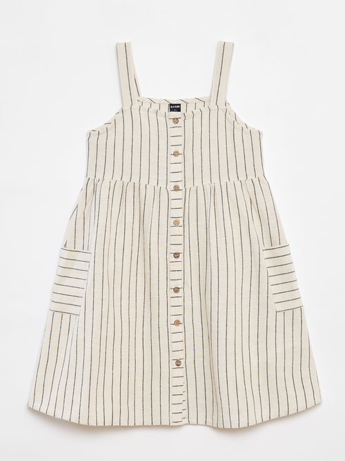 Vestido de mezcla de lino con cierre de botones - Kiabi