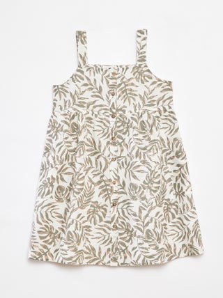 Vestido de mezcla de lino con cierre de botones