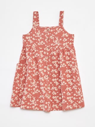Vestido de mezcla de lino con cierre de botones