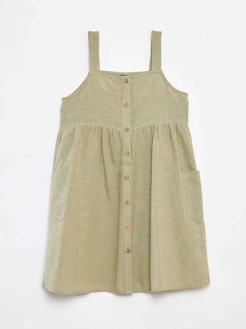 Vestido de mezcla de lino con cierre de botones - Kiabi