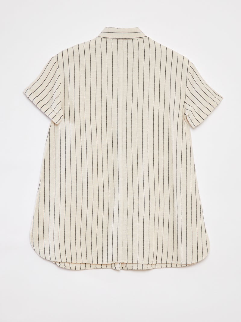 Vestido de mezcla de lino con cuello de camisa BEIGE - Kiabi