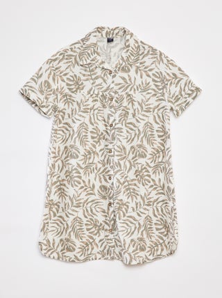 Vestido de mezcla de lino con cuello de camisa
