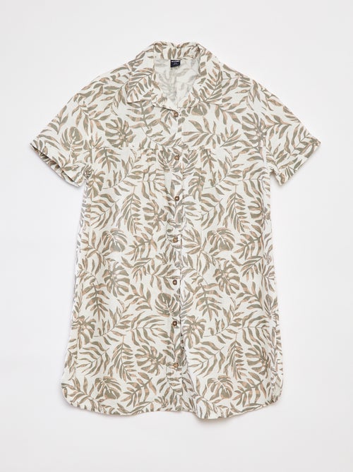Vestido de mezcla de lino con cuello de camisa - Kiabi