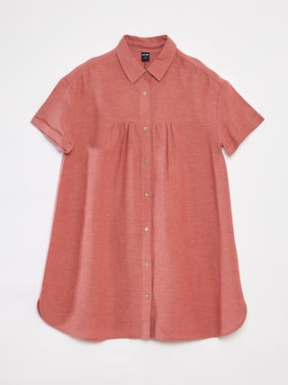 Vestido de mezcla de lino con cuello de camisa