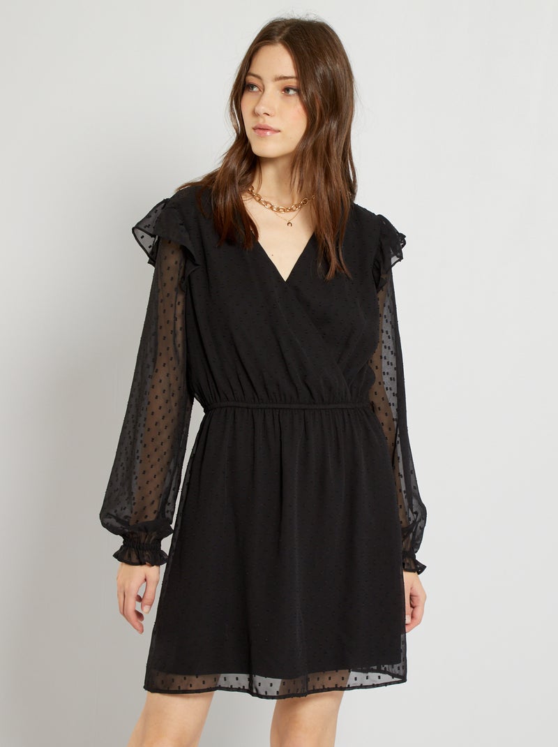 Vestido de muselina de plumeti NEGRO - Kiabi