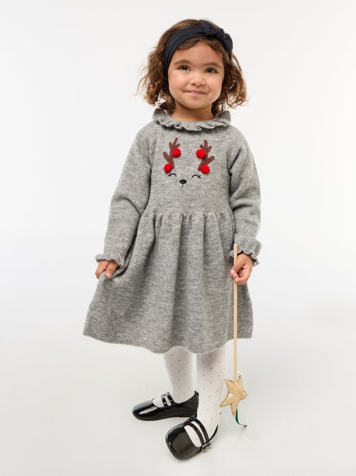 Vestido de Navidad con cuello volante - Kiabi