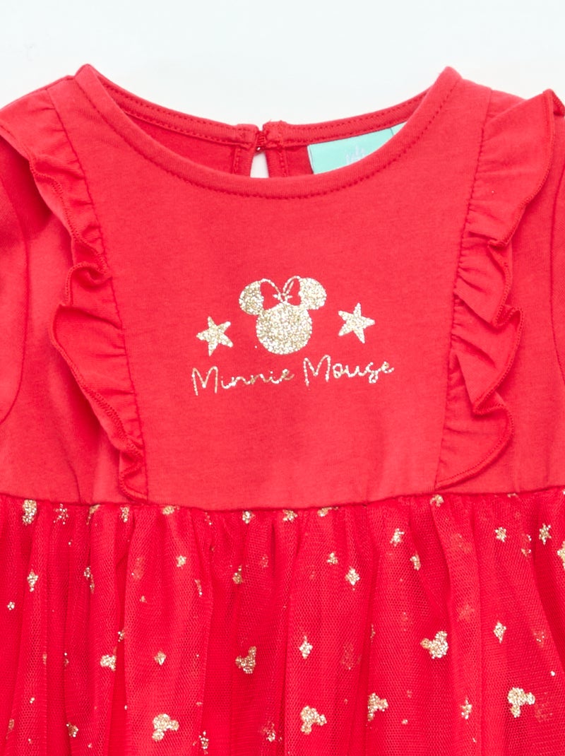 Vestido de Navidad 'Disney' 'Minnie' flocado Rojo - Kiabi