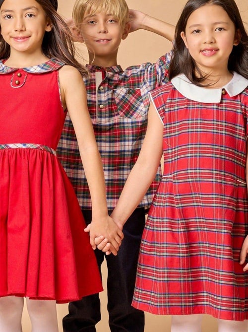 Vestido de Navidad para Niña | Cuadros Tartan Rojo | EDIMBOURGH - Kiabi