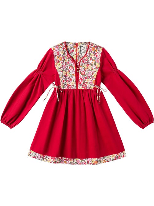 Vestido de Navidad para Niña | Terciopelo Rojo con Estampado Liberty | MARGOT - Kiabi