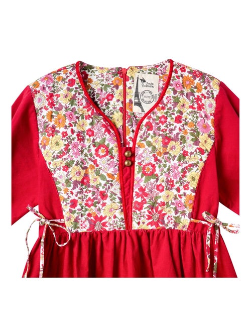 Vestido de Navidad para Niña | Terciopelo Rojo con Estampado Liberty | MARGOT - Kiabi