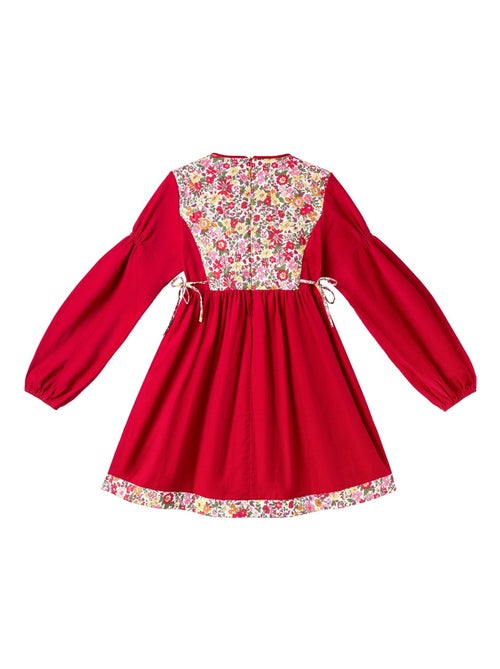 Vestido de Navidad para Niña | Terciopelo Rojo con Estampado Liberty | MARGOT - Kiabi