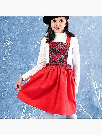 Vestido de Navidad para Niña | Terciopelo y Tartán Rojo | CHRISTMAS