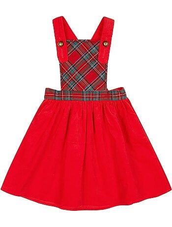 Vestido de Navidad para Niña | Terciopelo y Tartán Rojo | CHRISTMAS