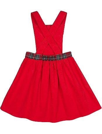 Vestido de Navidad para Niña | Terciopelo y Tartán Rojo | CHRISTMAS