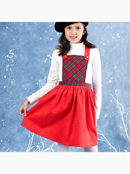 Vestido de Navidad para Niña | Terciopelo y Tartán Rojo | CHRISTMAS - Kiabi