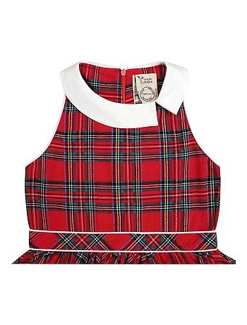 Vestido de Navidad que Gira para Niña | Cuadros Tartan Rojos | HEPBURN