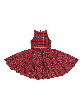 Vestido de Navidad que Gira para Niña | Cuadros Tartan Rojos | HEPBURN