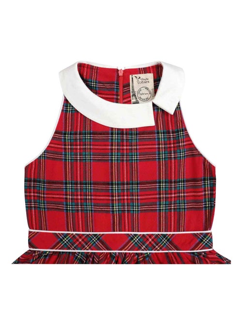 Vestido de Navidad que Gira para Niña | Cuadros Tartan Rojos | HEPBURN - Kiabi