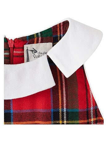 Vestido de Navidad que Gira para Niña | Cuadros Tartan Rojos | HEPBURN