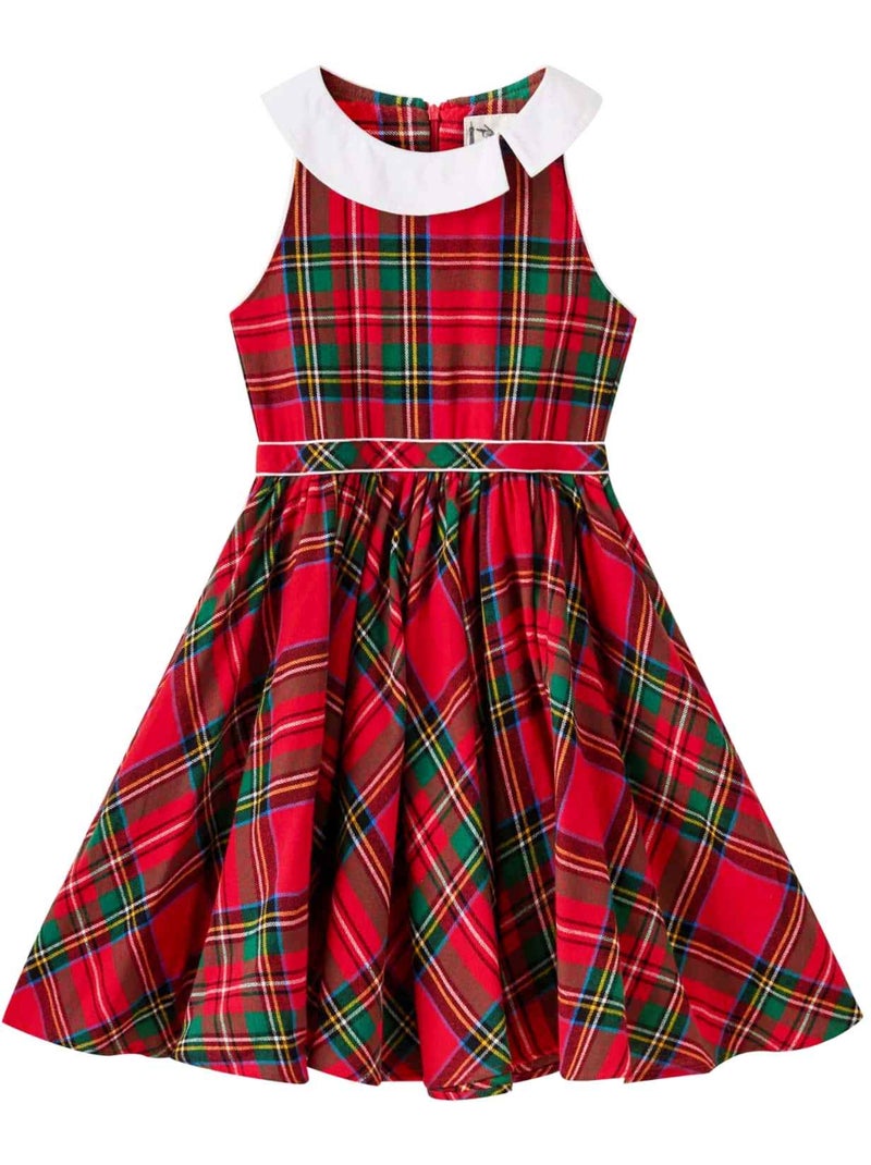 Vestido de Navidad que Gira para Niña | Cuadros Tartan Rojos | HEPBURN Verde/Rojo - Kiabi