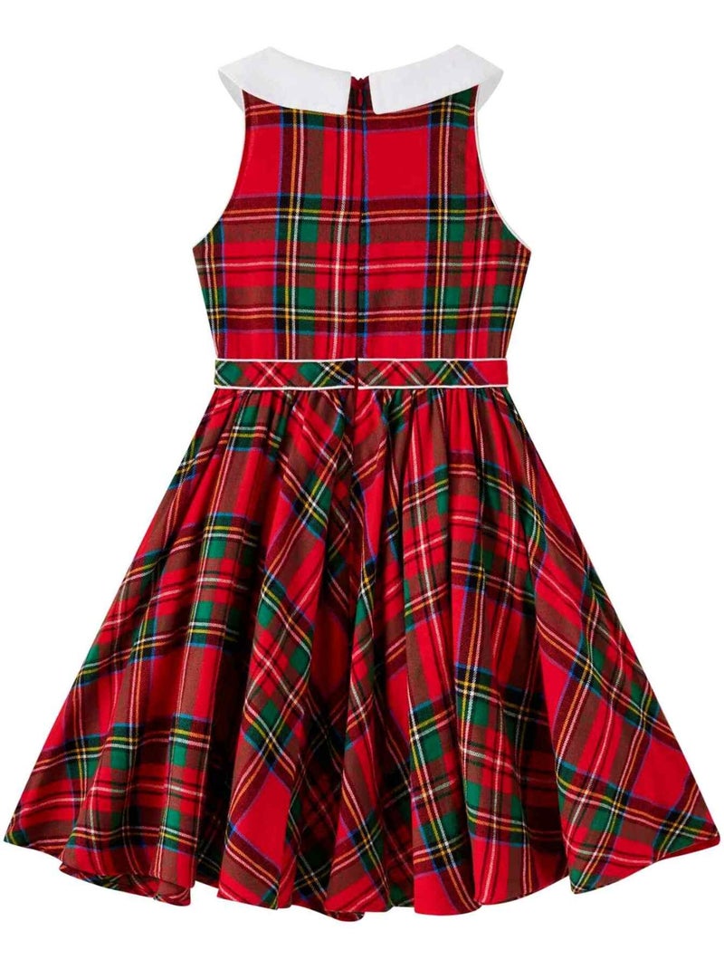 Vestido de Navidad que Gira para Niña | Cuadros Tartan Rojos | HEPBURN Verde/Rojo - Kiabi