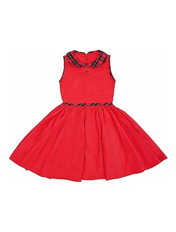 Vestido que Gira para Niña | Terciopelo Azul Marino | Cuello Floral Beige | HEPBURN