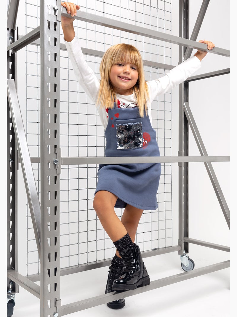 Vestido de Niña con Lentejuelas en Gris Gris - Kiabi