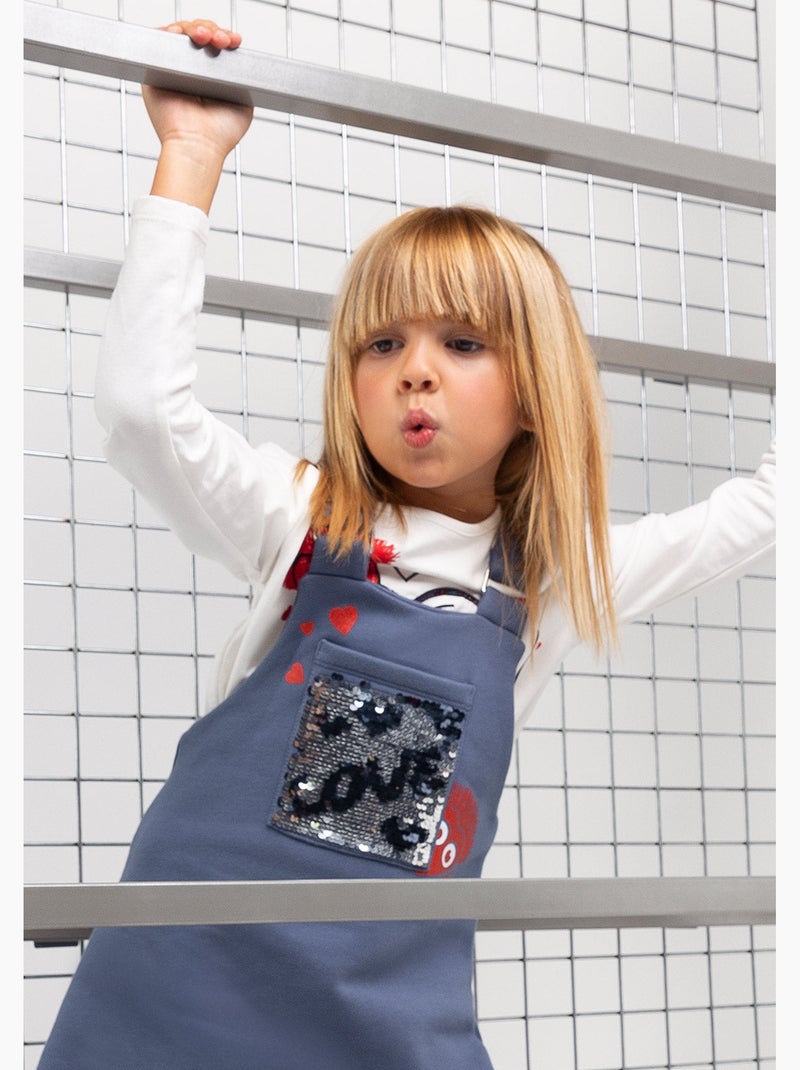 Vestido de Niña con Lentejuelas en Gris Gris - Kiabi