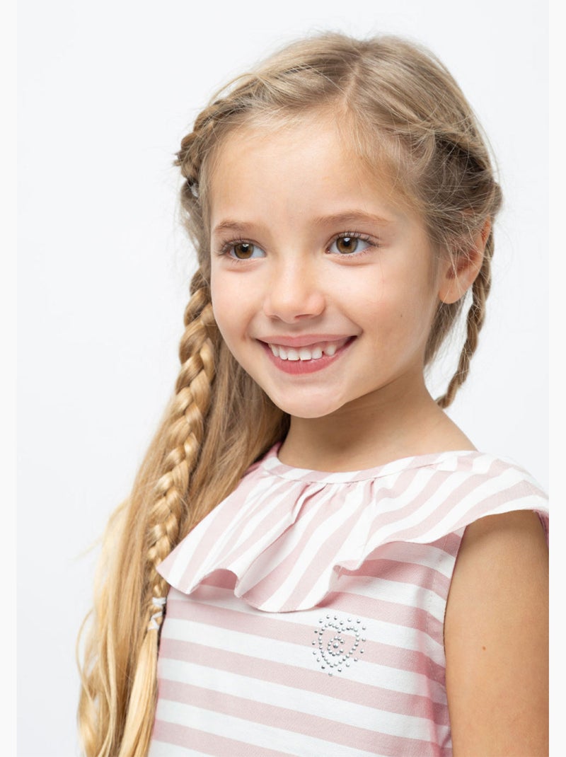Vestido de Niña Volantes Rayas Rosa Rosa - Kiabi