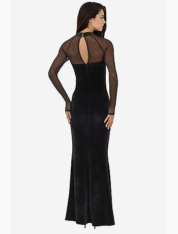 Vestido de noche ajustado de terciopelo con mangas largas hiccup