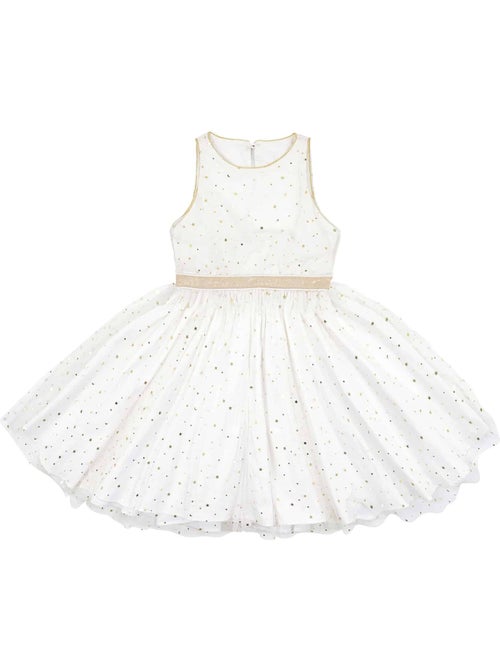 Vestido de noche de tul blanco para niña | Lentejuelas doradas | HEPBURN - Kiabi