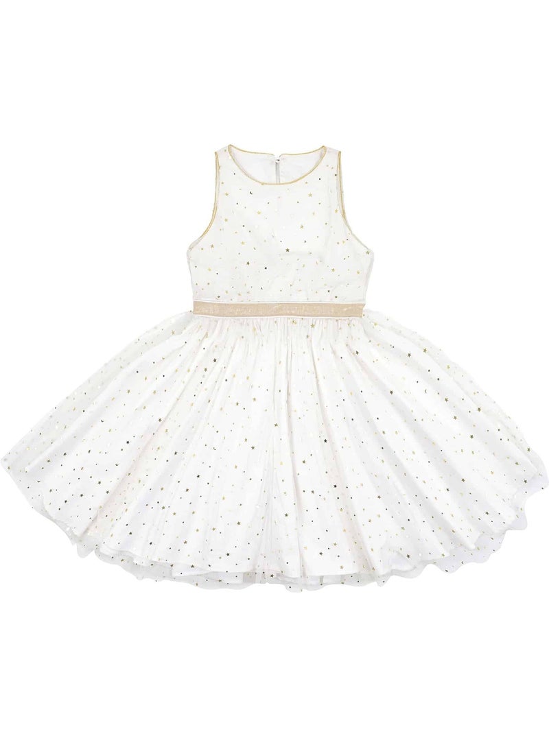 Vestido de noche de tul blanco para niña | Lentejuelas doradas | HEPBURN Blanco - Kiabi