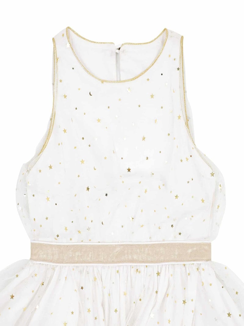 Vestido de noche de tul blanco para niña | Lentejuelas doradas | HEPBURN Blanco - Kiabi