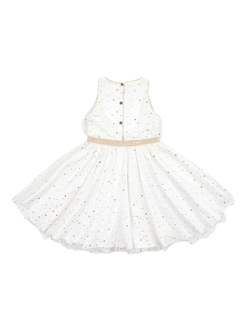 Vestido de noche de tul blanco para niña | Lentejuelas doradas | HEPBURN Blanco - Kiabi