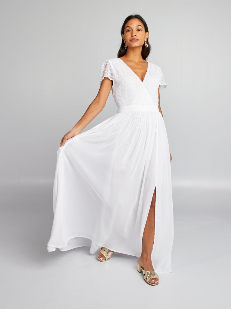 Vestido de novia de corte sirena con parte superior bordada BLANCO - Kiabi