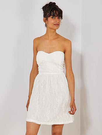 Vestido de palabra de honor de encaje - Kiabi