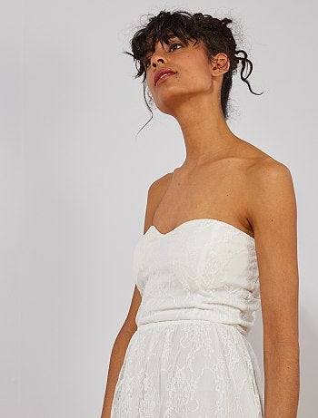 Vestido de palabra de honor de encaje - Kiabi