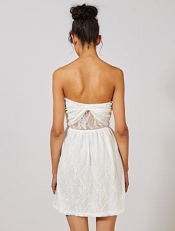 Vestido de palabra de honor de encaje - Kiabi