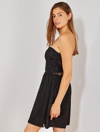 Vestido de palabra de honor de encaje - Kiabi