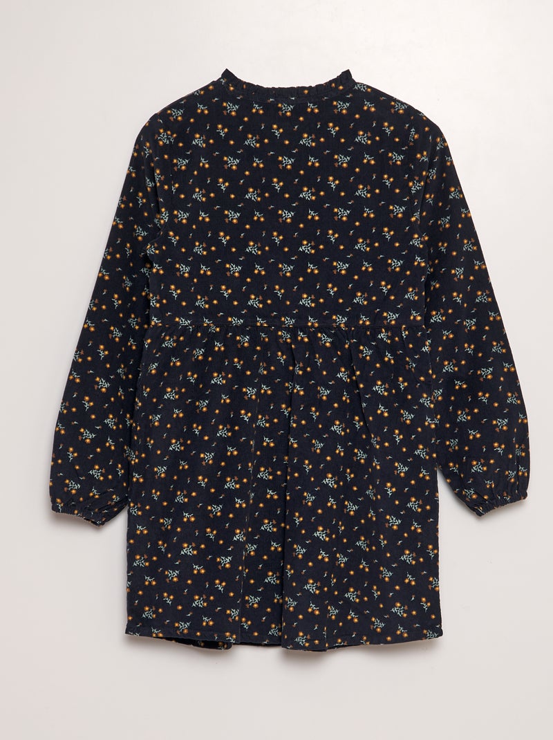 Vestido de pana con flores AZUL - Kiabi