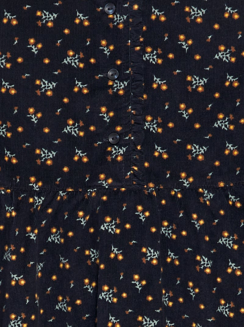 Vestido de pana con flores AZUL - Kiabi