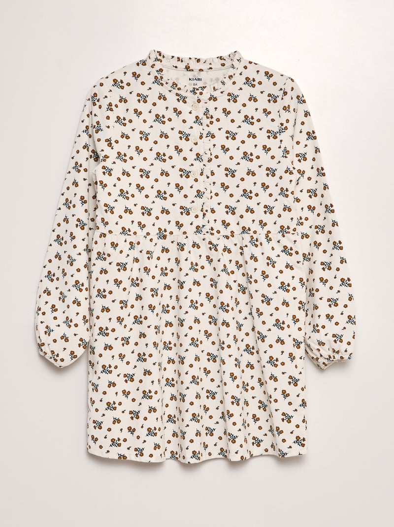 Vestido de pana con flores BEIGE - Kiabi