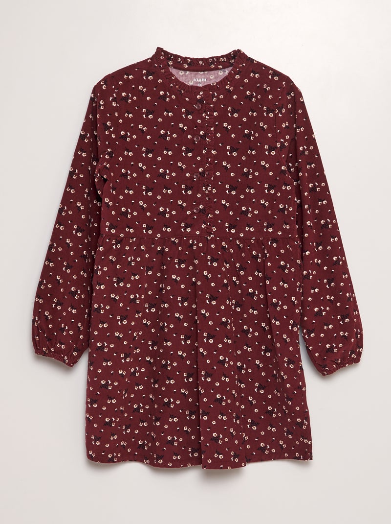 Vestido de pana con flores ROJO - Kiabi