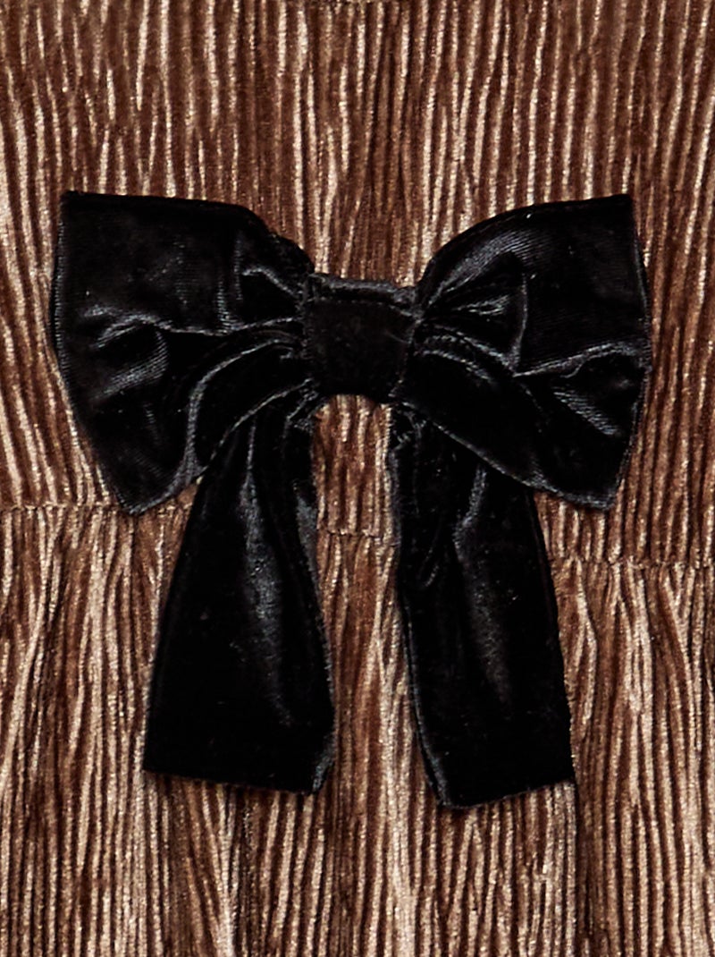 Vestido de pana con lazo decorativo Beige - Kiabi