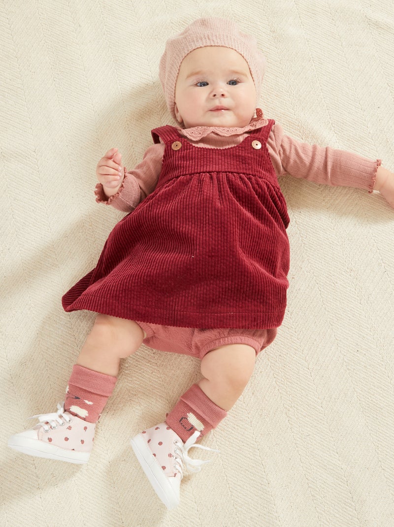Vestido de pana con tirantes rojo burdeos - Kiabi