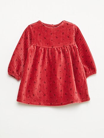 Vestido de pana de manga larga con estampado