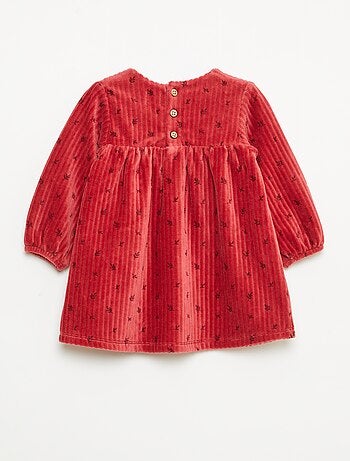 Vestido de pana de manga larga con estampado