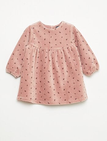 Vestido de pana de manga larga con estampado